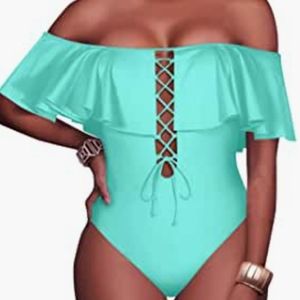 OffTheShoulder Turquoise Swimsuit